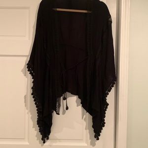 Black tie tassel swim suit cover up